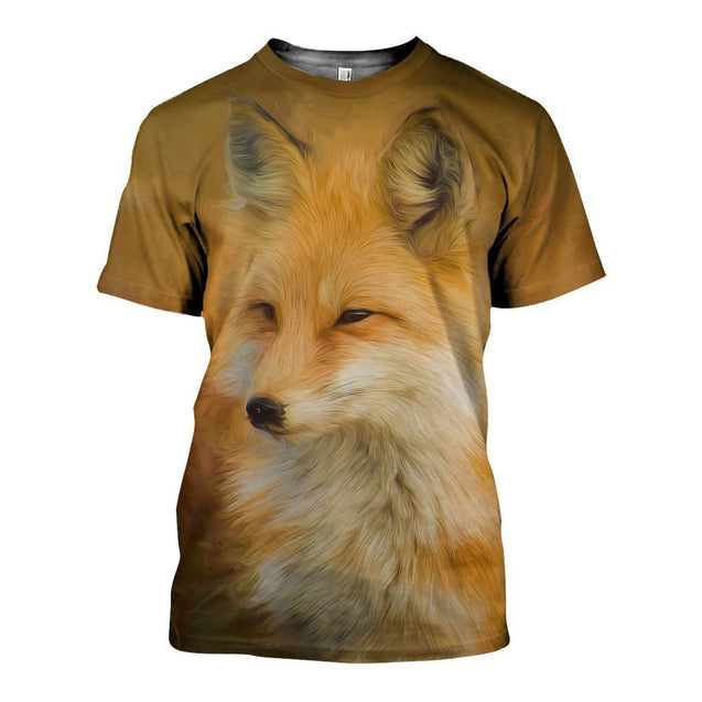 3D All Over Printed Fox Art Nature Paintings Shirts and Shorts-Apparel-HP Arts-T-Shirt-S-Vibe Cosy™