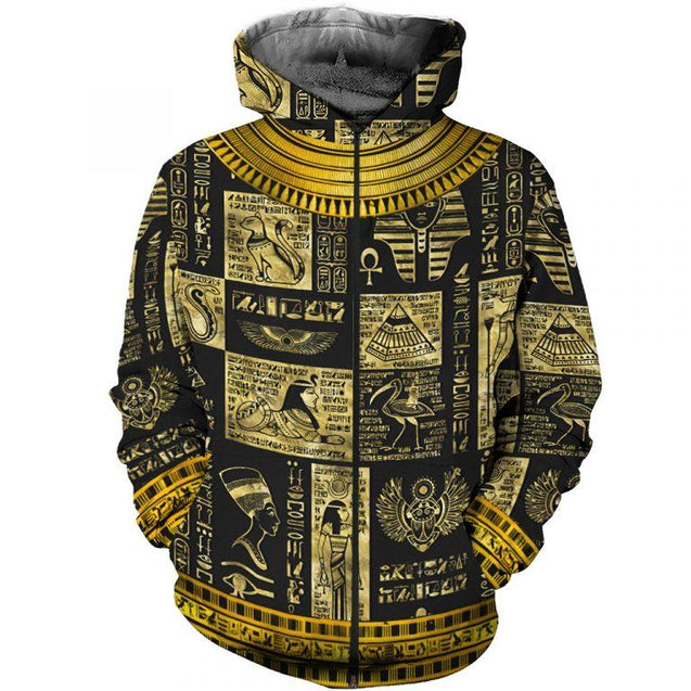 3D Printed Egyptian God and Symbols Clothes-Apparel-MP-Zipped Hoodie-S-Vibe Cosy™