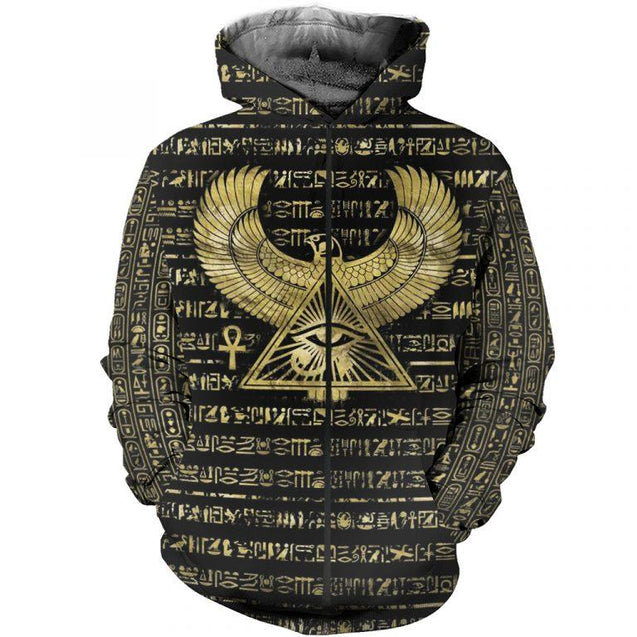 3D Printed Egyptian Eye of Horus and Hieroglyphs Clothes Shirt Hoodie MP120302-Apparel-MP-Zipped Hoodie-S-Vibe Cosy™