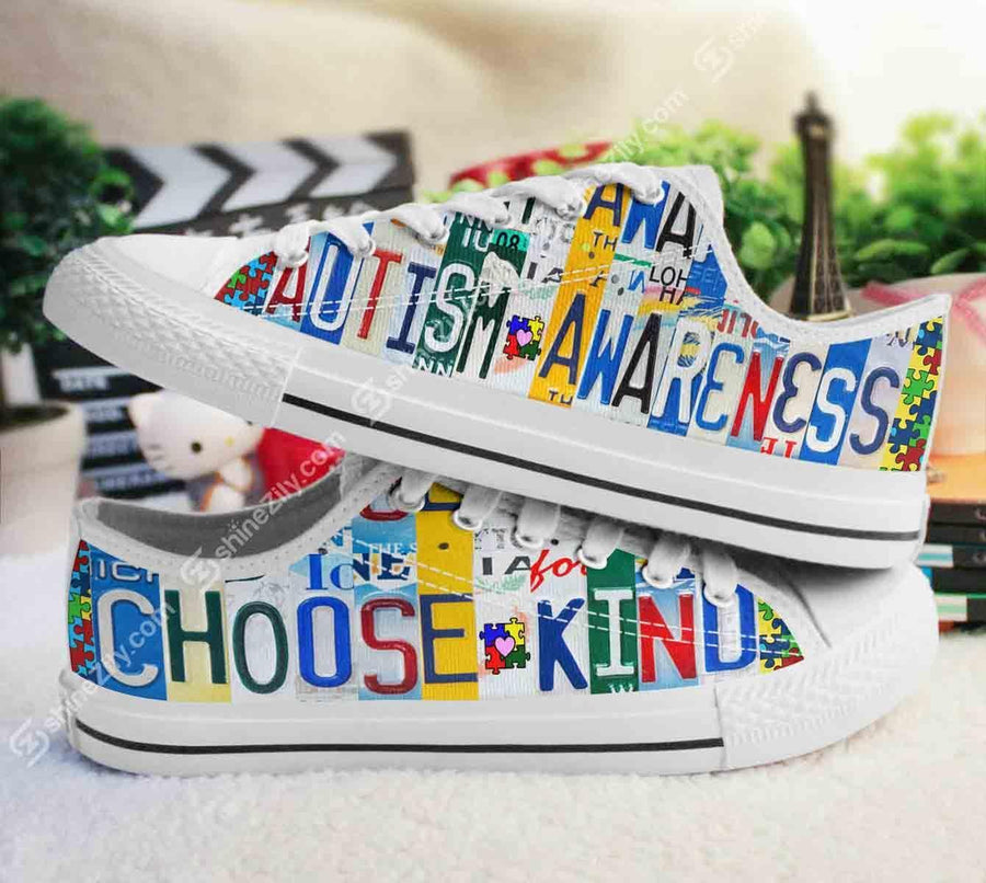 Autism Awareness Choose Kind Low Top Shoes White TA031303-TA-Women's low top-EU36 (US5.5)-Vibe Cosy™