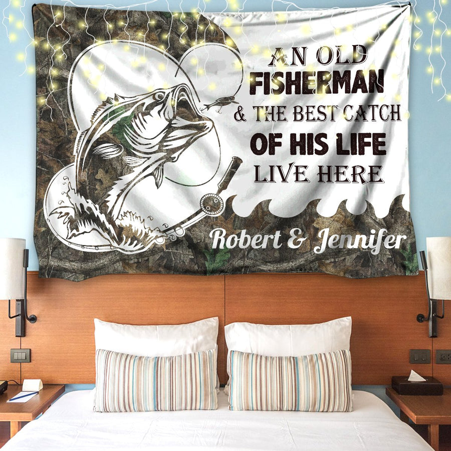 Fisherman Couple Custom name fishing 3D Print Wall Tapestry