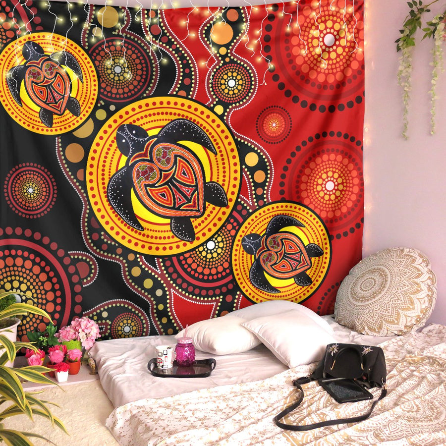 Aboriginal Turtles Australia Indigenous Painting Art 3D Print Wall Tapestry