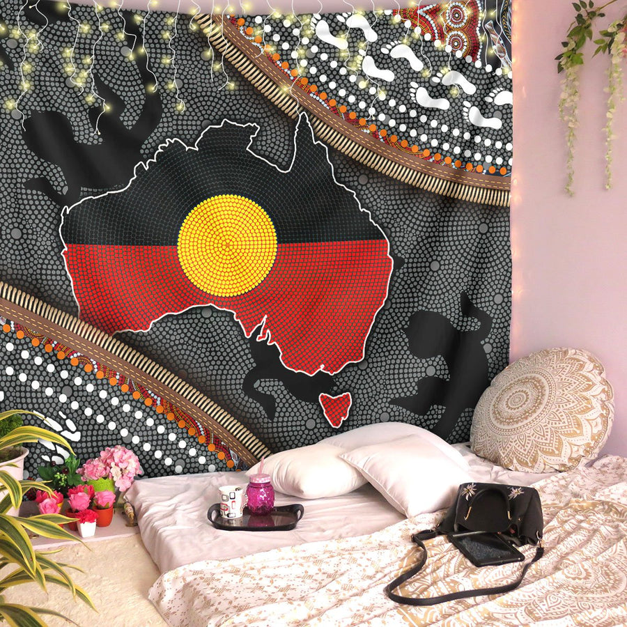 Aboriginal dots Zip pattern 3D design Printed Wall Tapestry