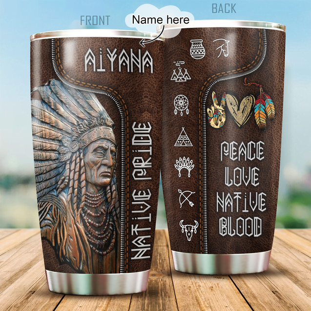 Customized Name Native American Steel Tumbler