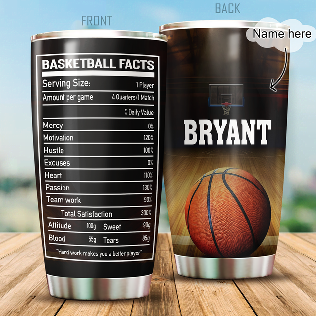 Premium Basketball Facts Personalized Stainless Steel Tumbler