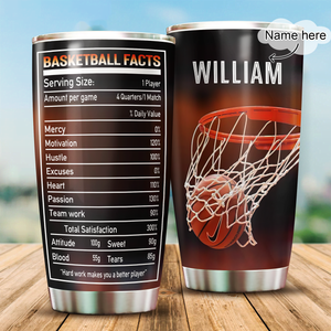 Premium Basketball Fact Personalized Stainless Steel Tumbler