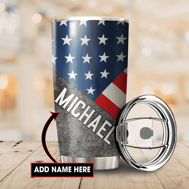 Customized Name United States Veteran Steel Tumbler