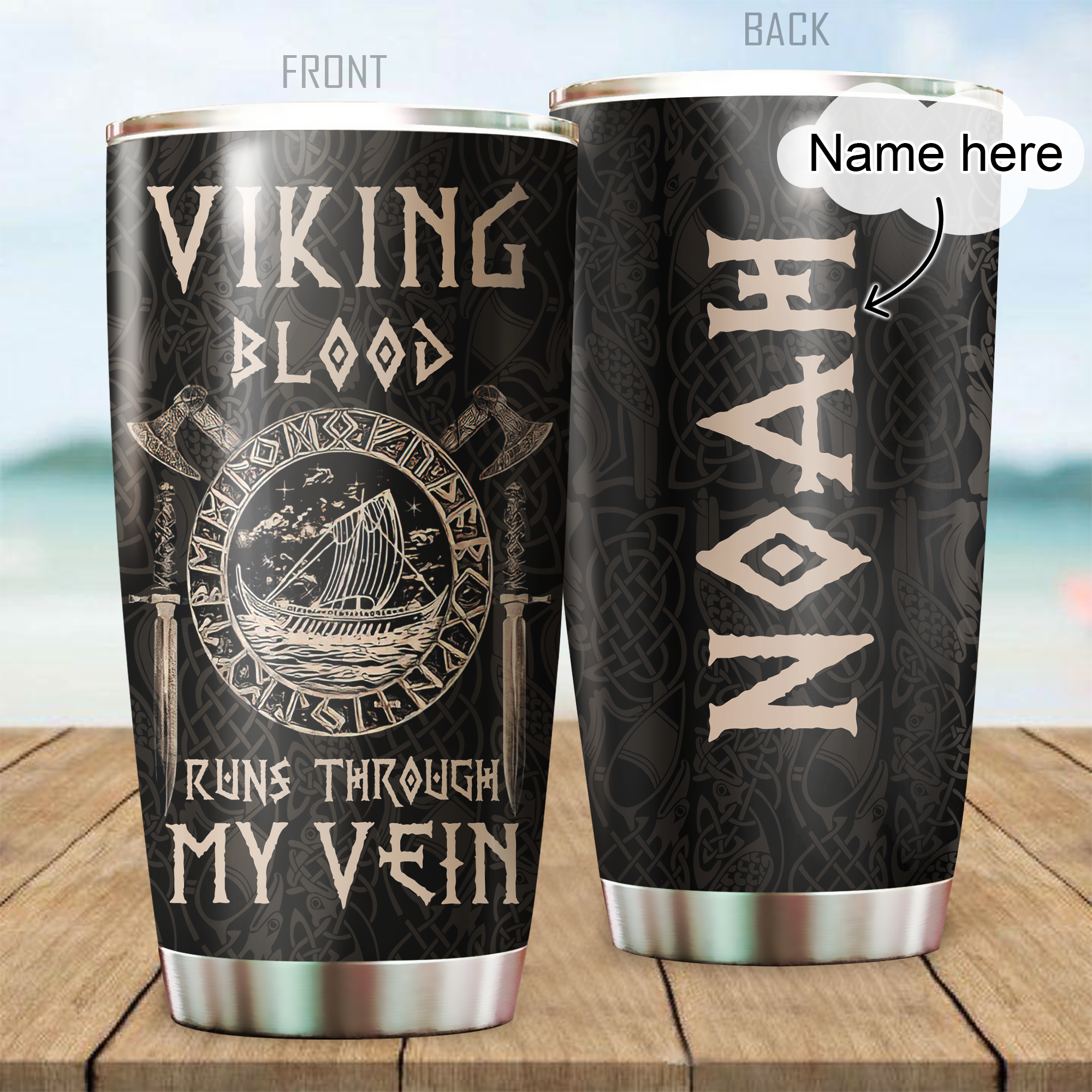 Customized Name Viking Steel Tumbler