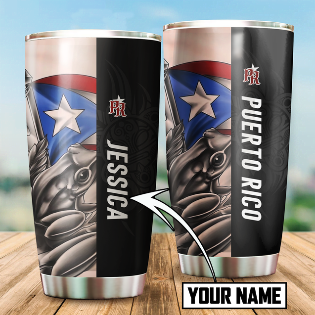 Custom Name Black Frog Puerto Rico Steel Tumbler MH23022104