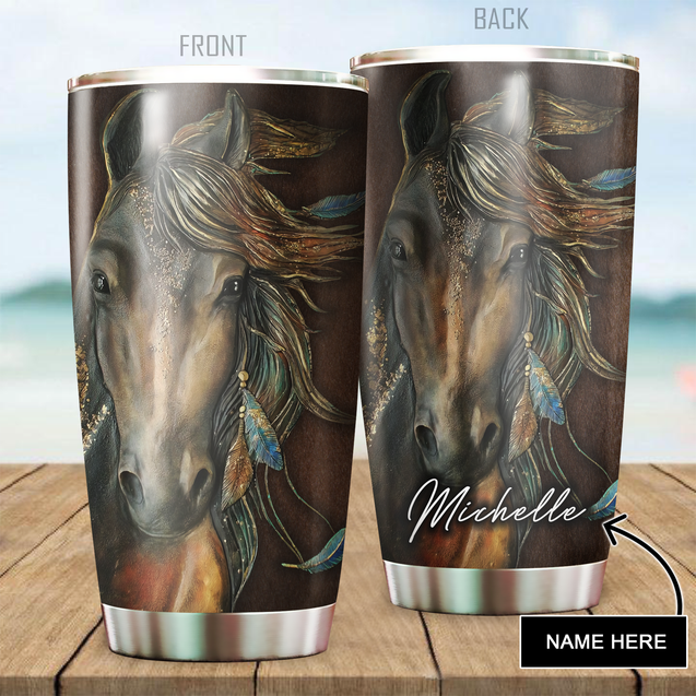 Customize Name Native American Horse Steel Tumbler