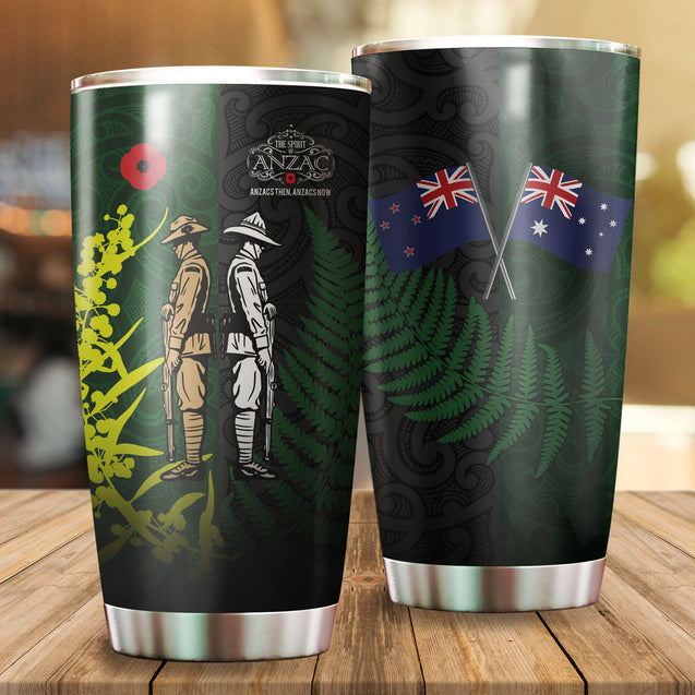 Anzac day flag cross fern-wattle Veteran Stainless Steel Tumbler 20 Oz