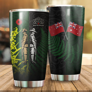 Anzac day old flag cross fern-wattle Veteran Stainless Steel Tumbler 20 Oz