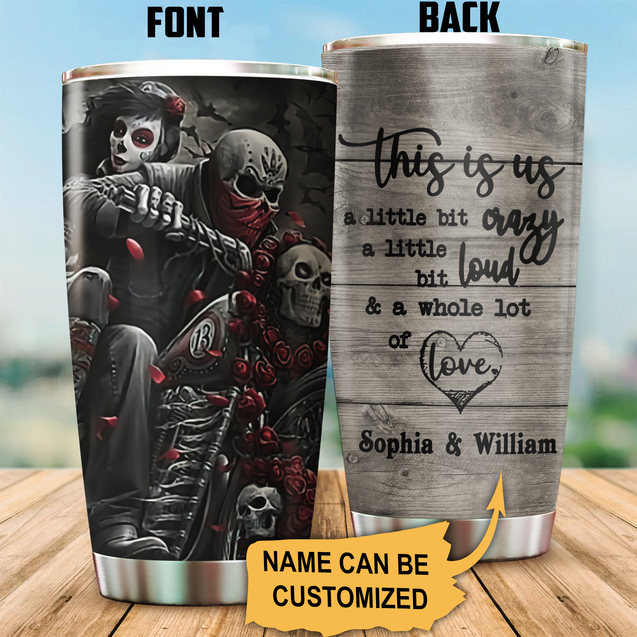 Skull Motobike Custom Name Stainless Steel Tumbler 20Oz