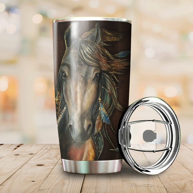 Customize Name Native American Horse Steel Tumbler