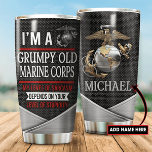 Customize Name United States Marine Corps Veteran Steel Tumbler