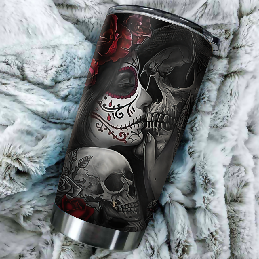 Skull Couple Custom Name Stainless Steel Tumbler 20Oz