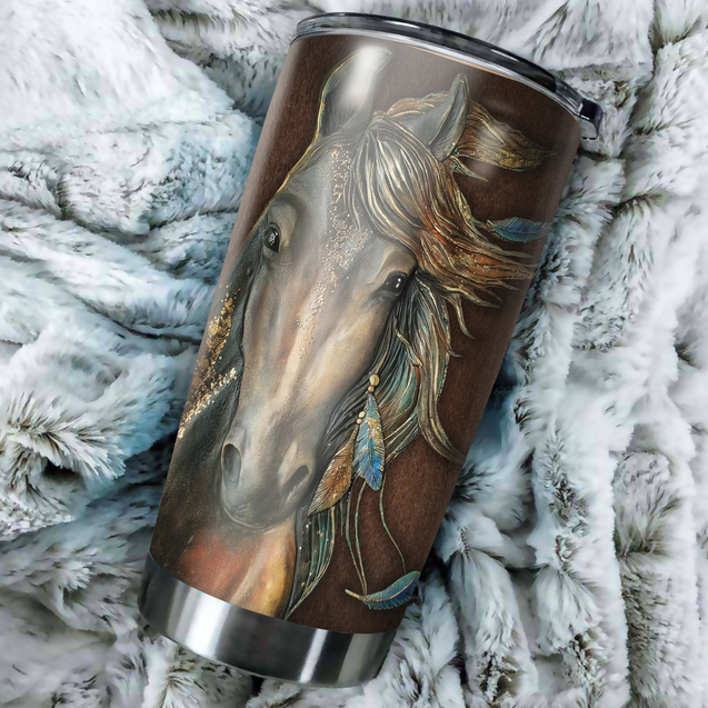 Customize Name Native American Horse Steel Tumbler