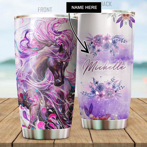 Customize Name Beautiful Horse Steel Tumbler