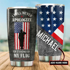 Customized Name United States Veteran Steel Tumbler