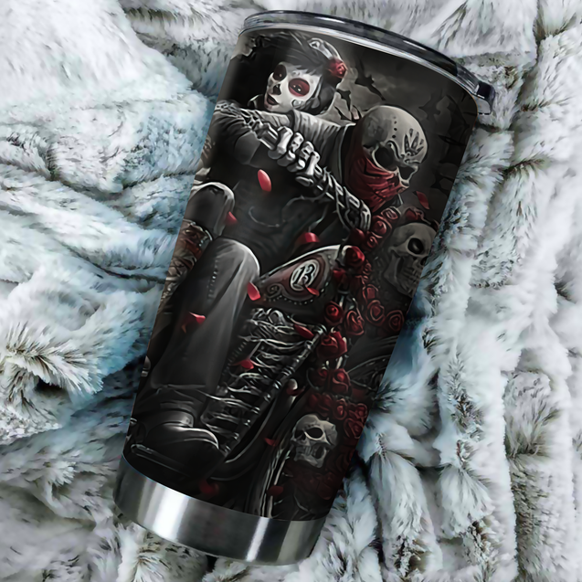 Skull Motobike Custom Name Stainless Steel Tumbler 20Oz