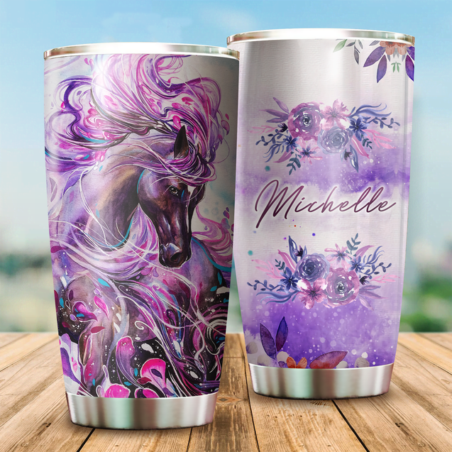 Customize Name Beautiful Horse Steel Tumbler