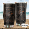 Personalized Name Bull Riding Stainless Steel Tumbler Wood Texture Ver 3