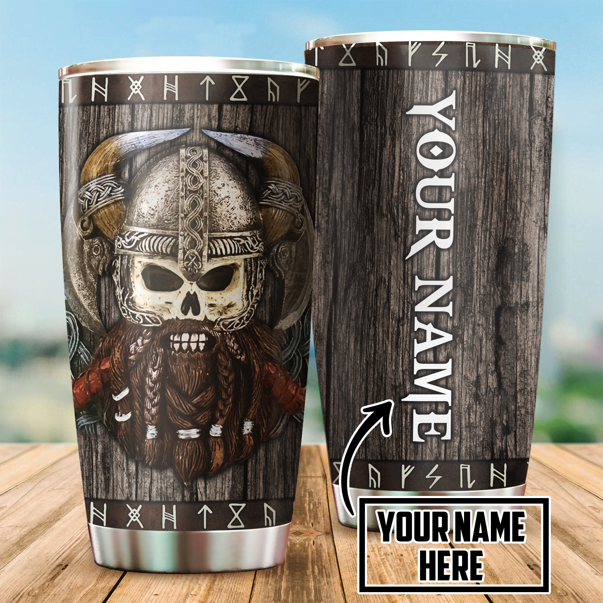 Customized Name Viking Steel Tumbler