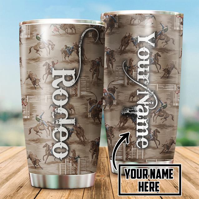 Personalized Name Rodeo Stainless Steel Tumbler Rodeo Pattern