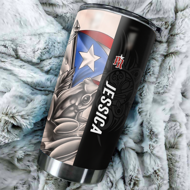 Custom Name Black Frog Puerto Rico Steel Tumbler MH23022104