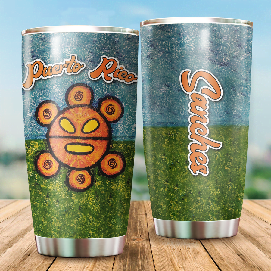 Custom Name Sol Taino On Grass Puerto Rico Steel Tumbler MH13032106