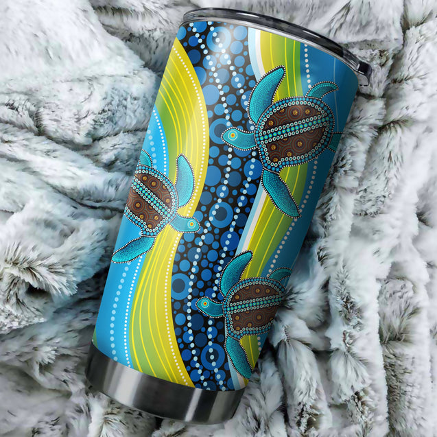 Australia Indigenous Blue Turtles Painting Art Tumbler