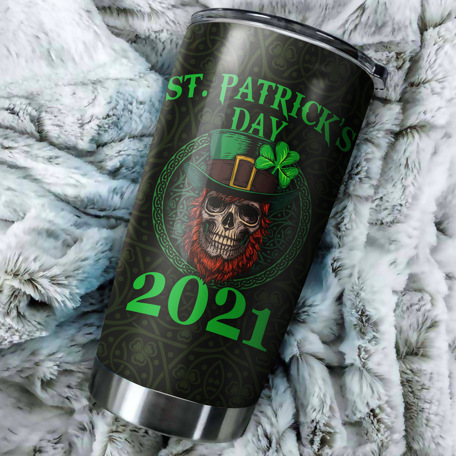 Irish St Patrick Day Skull Stainless Steel Tumbler DA18022105  Custom Name XT