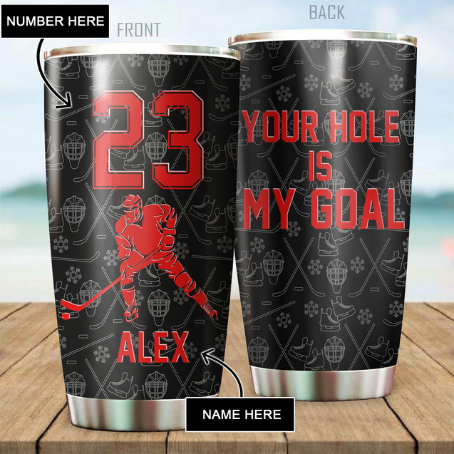 Hockey Stainless Steel Tumbler  Custom Name Custom Number XT