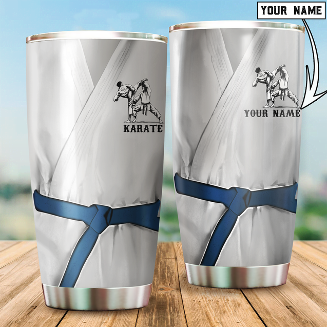 Customize Name Karate Steel Tumbler For Men And Women