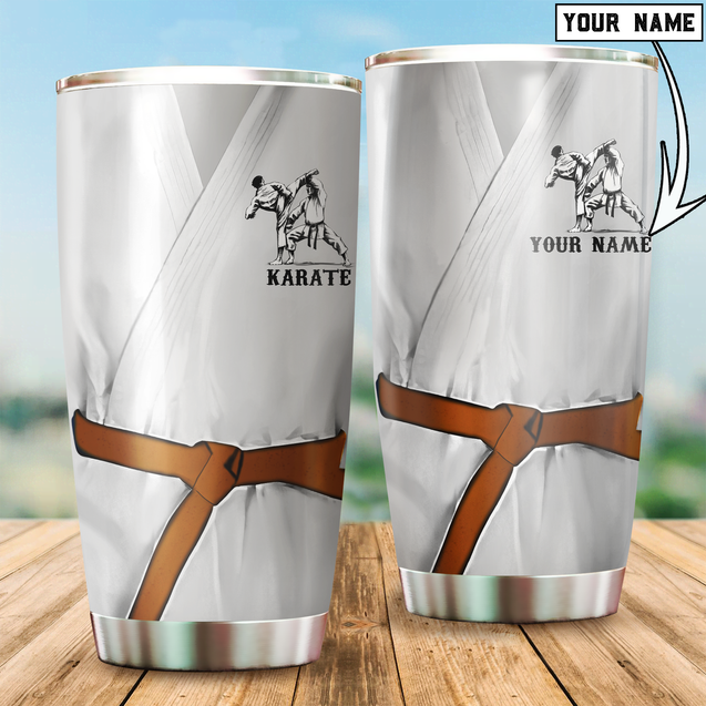 Customize Name Karate Steel Tumbler For Men And Women