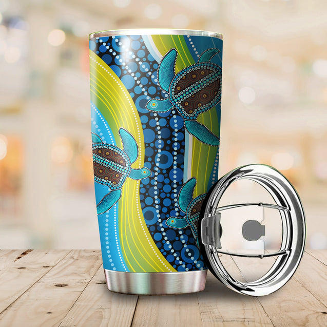 Australia Indigenous Blue Turtles Painting Art Tumbler