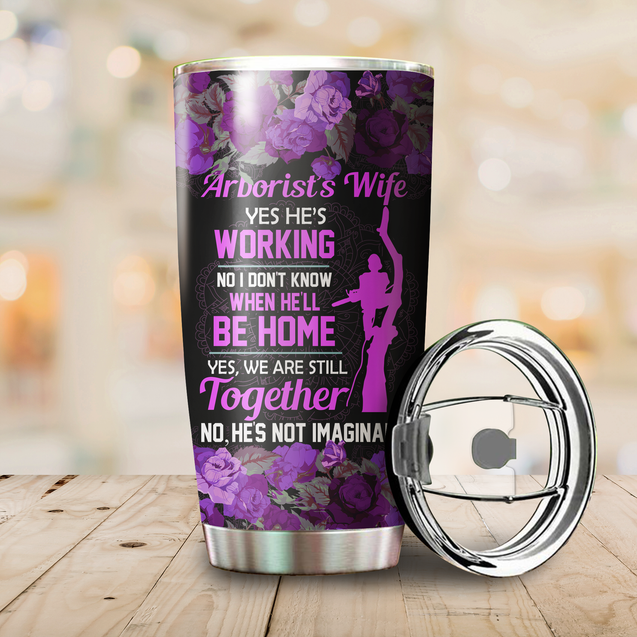 Arborist's wife purple stainless steel tumbler