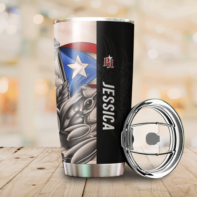 Custom Name Black Frog Puerto Rico Steel Tumbler MH23022104