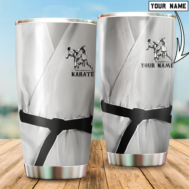 Customize Name Karate Steel Tumbler For Men And Women