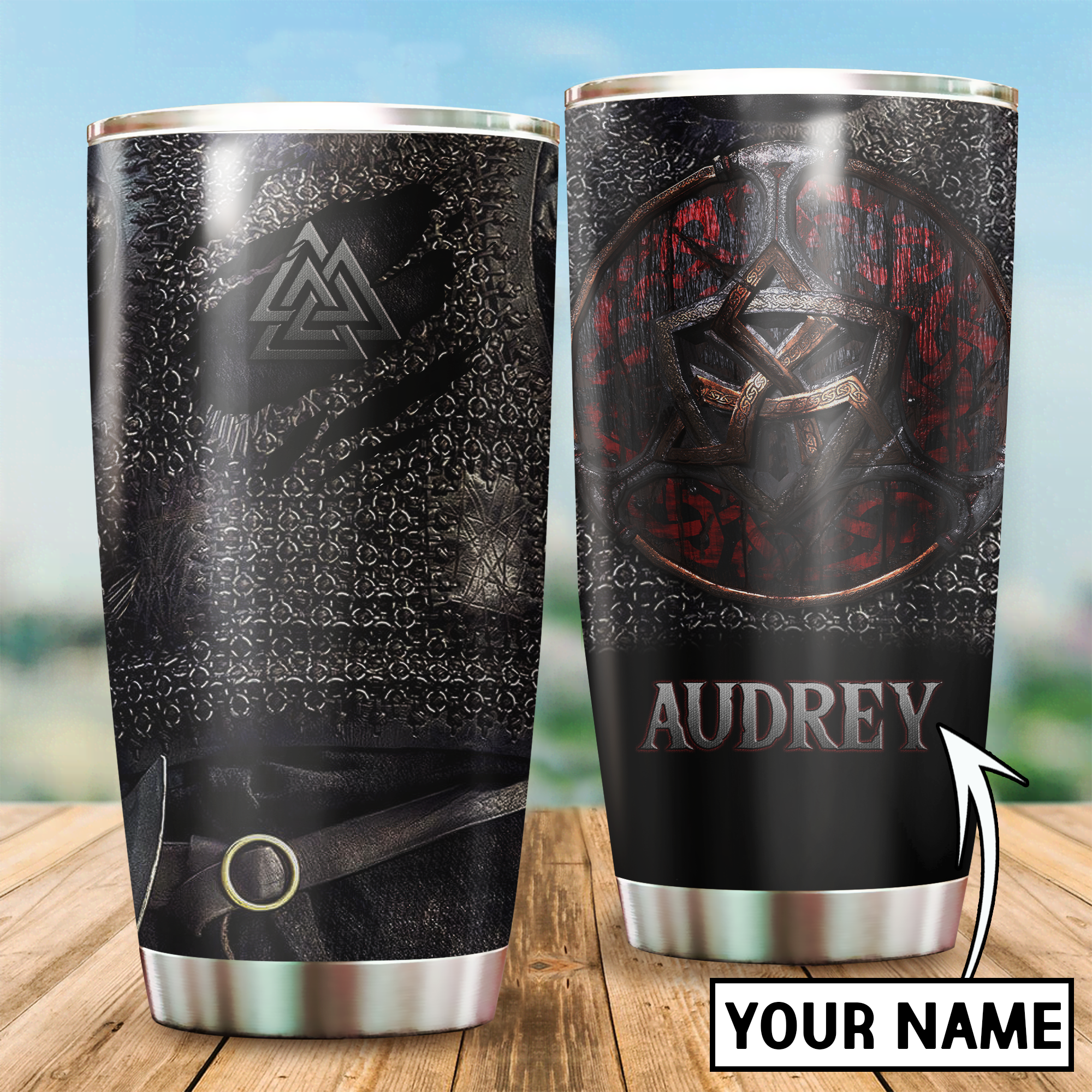Customized Name Viking Steel Tumbler