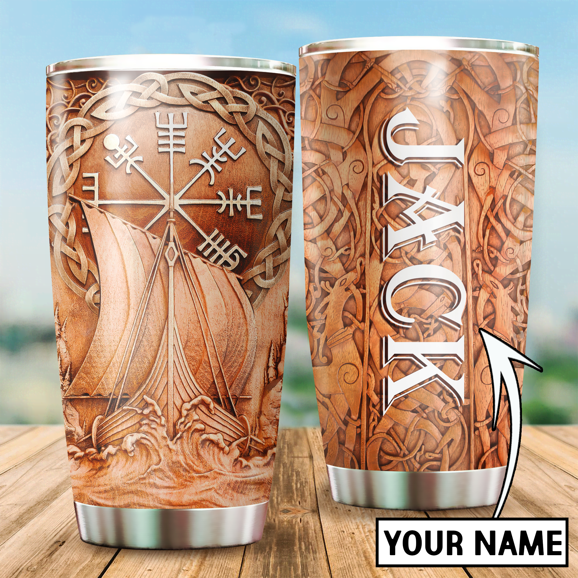 Customized Name Viking Steel Tumbler