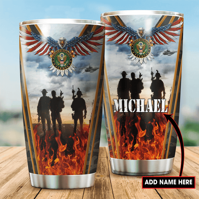 Customize Name United States Army Steel Tumbler