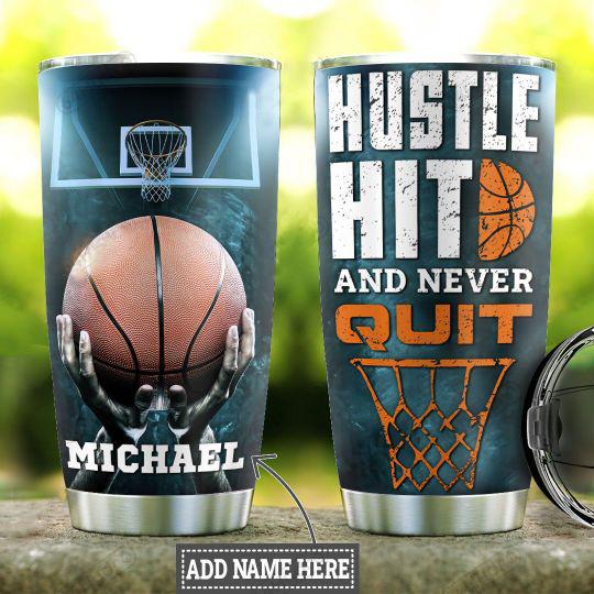 Premium Personalized Basketball Hustle Hit Stainless Steel Tumbler