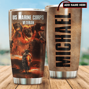 Customize Name United States Marine Corps Veteran Steel Tumbler