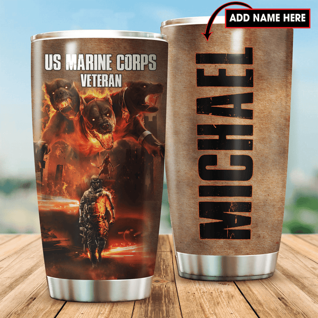 Customize Name United States Marine Corps Veteran Steel Tumbler