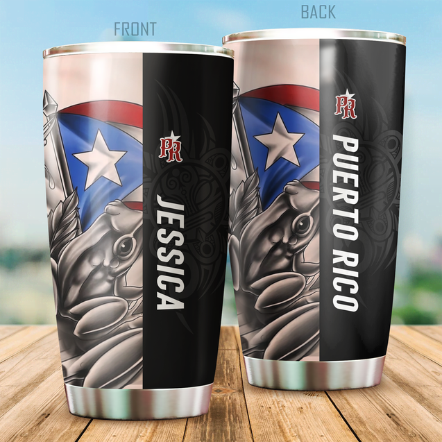 Custom Name Black Frog Puerto Rico Steel Tumbler MH23022104