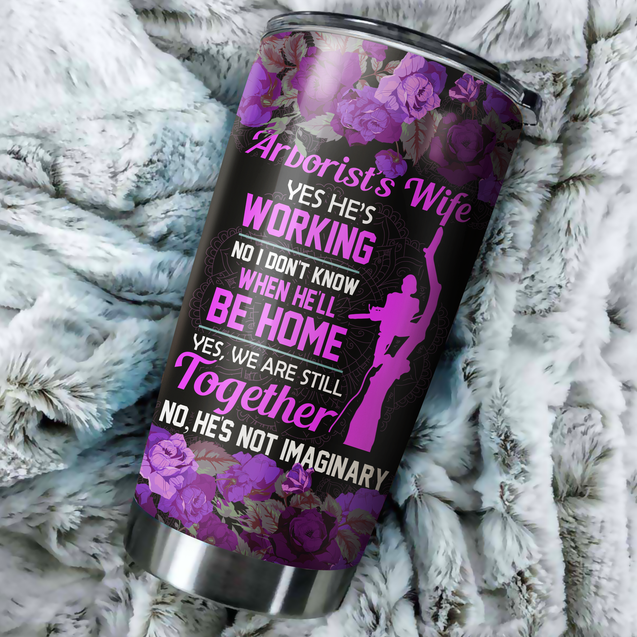 Arborist's wife purple stainless steel tumbler