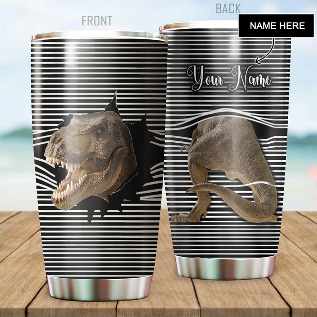 Customize name T-rex Dinosaur poket Stainless Steel Tumbler 20 Oz