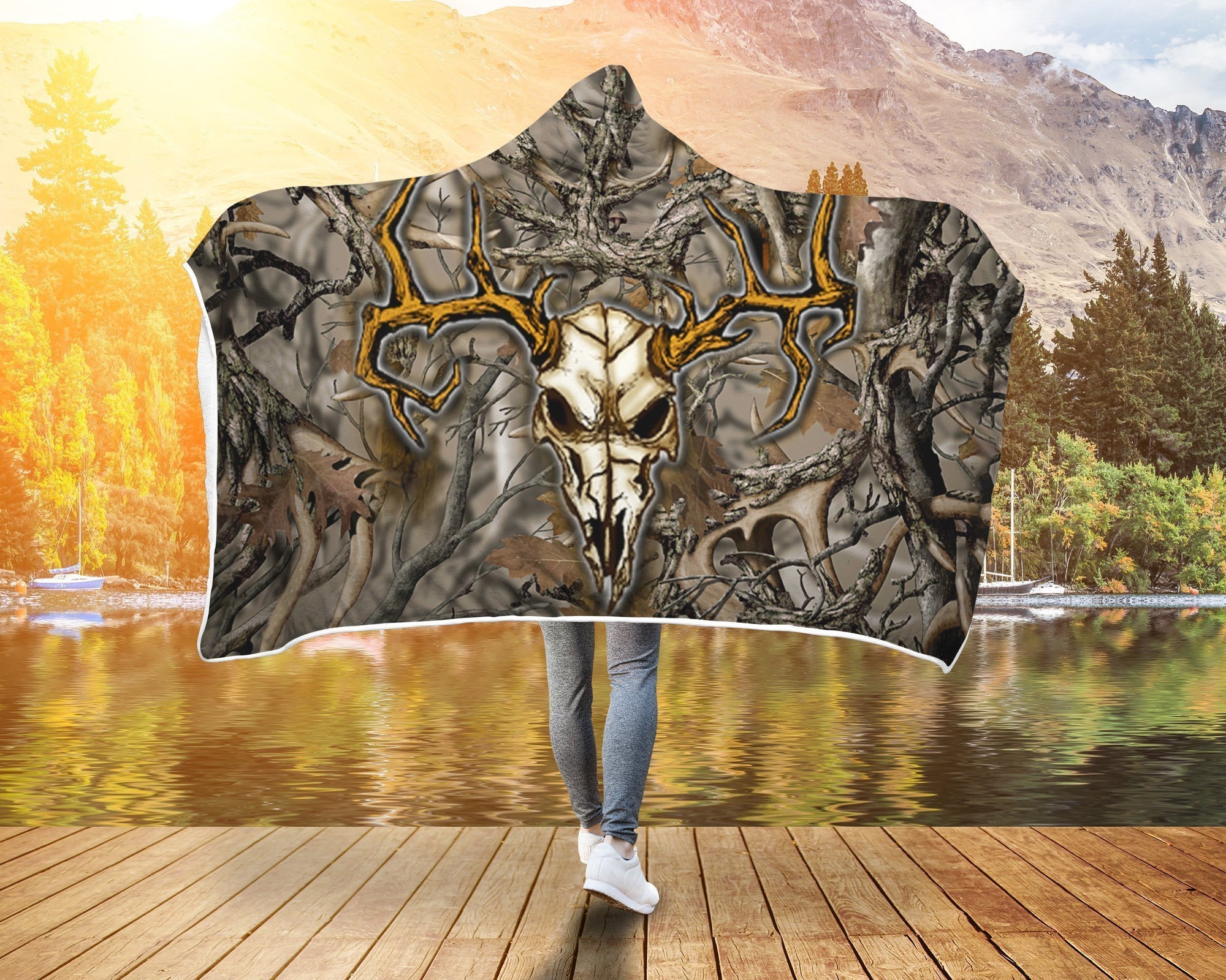 Hooded Blanket - Deer Hunting Camo-Hooded Blanket-wc-fulfillment-Adult 80"x55"-Vibe Cosy™