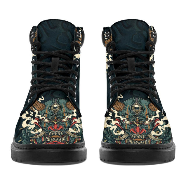 Oni Mask Tattoo Boots for Men and Women